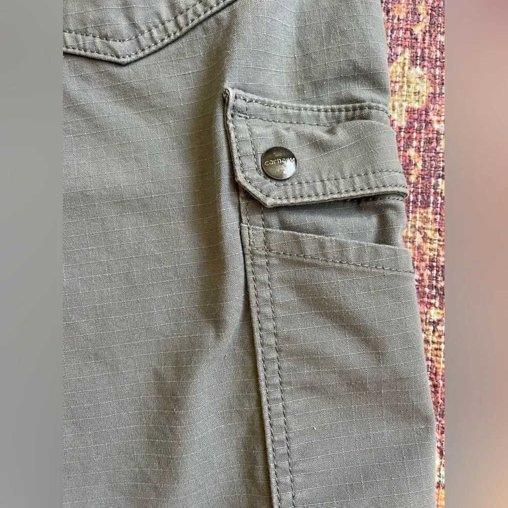 Carhartt Cargo Men’s work Shorts grey rugged flex relaxed fit rip stop size 40